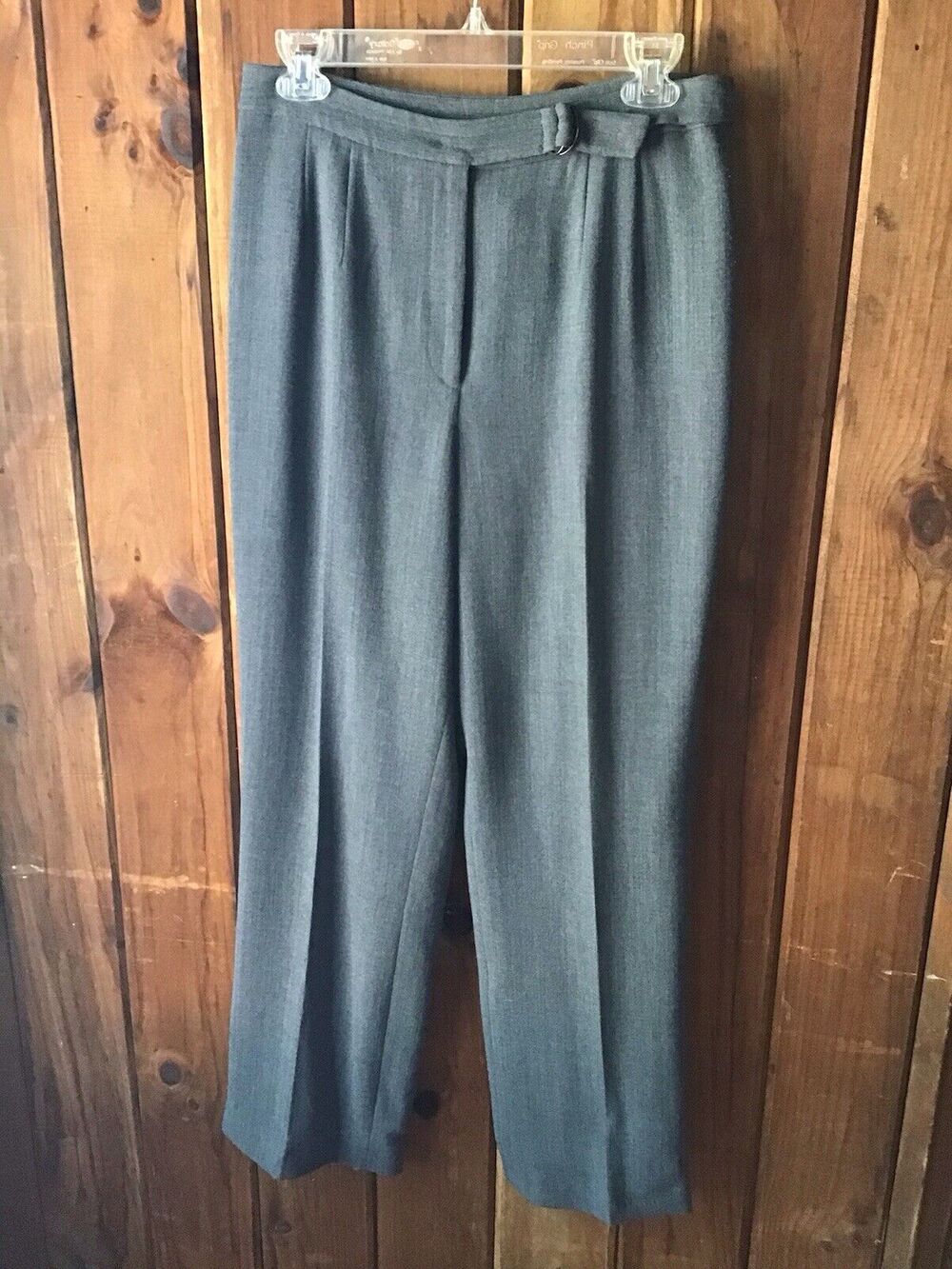 Gianni Womens Black Gray Wool Blend Dress Pants Size 10 Petite Flat Front Office